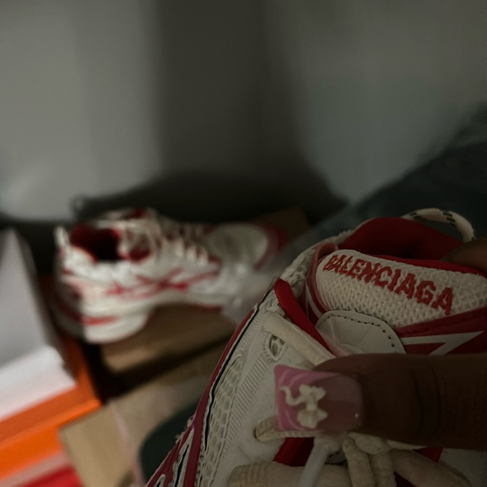 Balenciaga track runners red and white
